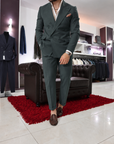 Abito Sartoriale doppio petto rever ampio in pura lana Verde