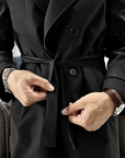 Trench sartoriale doppio petto in cotone tecnico