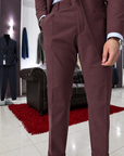 Abito doppio petto sartoriale in pura lana Bordeaux