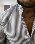 Camicia regular in twill di cotone riga moro
