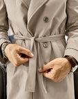 Trench sartoriale doppio petto in cotone tecnico