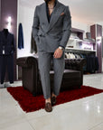 Abito sartoriale doppio petto pura lana 240 g grigio