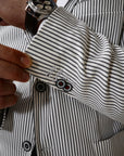 Giacca monopetto in cotone a righe