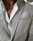 Giacca monopetto in cotone a righe