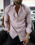 Camicia regular in twill di cotone bastoncino rosso