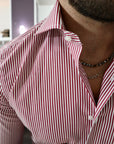 Camicia regular in twill di cotone bastoncino rosso