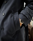 Trench sartoriale doppio petto in cotone tecnico