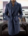 Trench sartoriale doppio petto in cotone tecnico