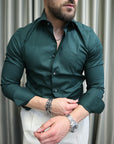Camicia basic slim puro cotone Verde gucci