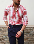 Camicia 100% Co riba bastoncino largo