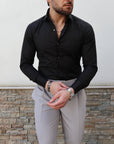 Camicia basic slim puro cotone nera