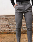 Pantalone a vita alta in tweed