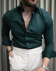 Camicia basic slim puro cotone Verde gucci