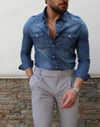 Camicia in denim modello western