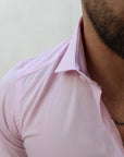 Camicia basic slim puro cotone Rosa tenue