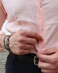 Camicia 100% PURO lino Salmone