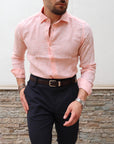 Camicia 100% PURO lino Salmone