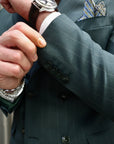 Abito sartoriale doppio petto gessato verde