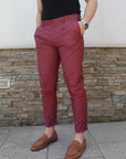 Pantalone in fresco lana mod classico bordeaux