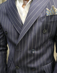 Abito Sartoriale doppio petto gessato blu.