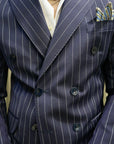 Abito Sartoriale doppio petto gessato blu.