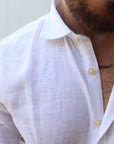 Camicia 100% lino collo mezzo francese bianca