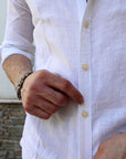 Camicia 100% lino collo mezzo francese bianca