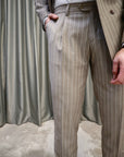 Abito sartoriale doppio petto gessato beige