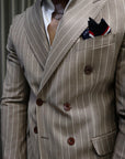 Abito sartoriale doppio petto gessato beige