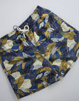 Costume da bagno blu fantasia con foglie