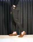 Pantalone in fresco lana Patrick & Son Verde Militare