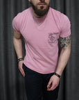 T-shirt basic rosa con taschino