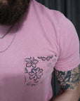 T-shirt basic rosa con taschino