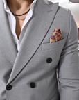 Abito doppio petto sartoriale in pura lana Grigio perla