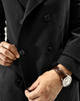 Trench sartoriale doppio petto in cotone tecnico