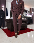 Abito doppio petto sartoriale in pura lana Bordeaux