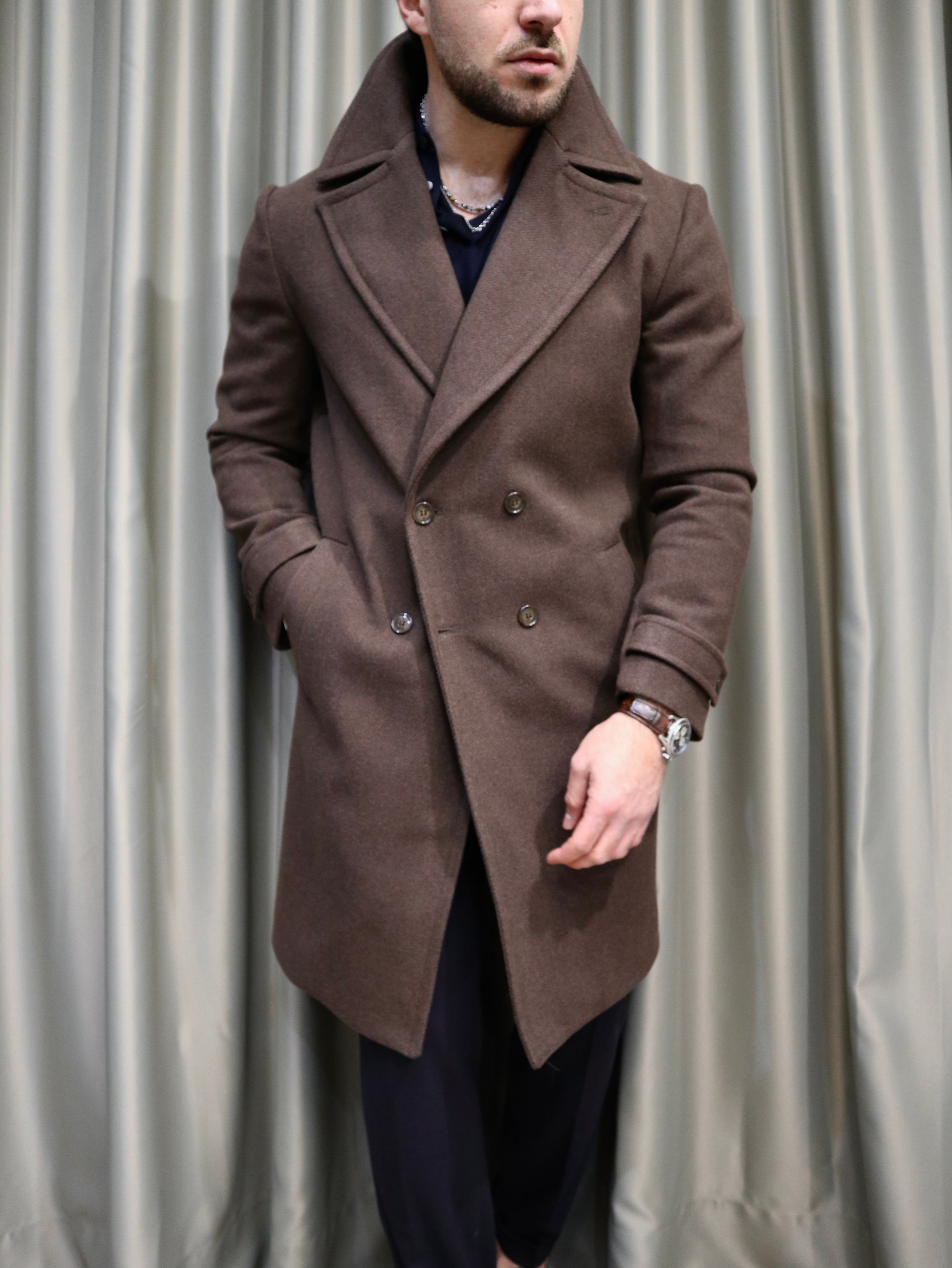 Cappotto sartoriale doppio petto tasca a filo