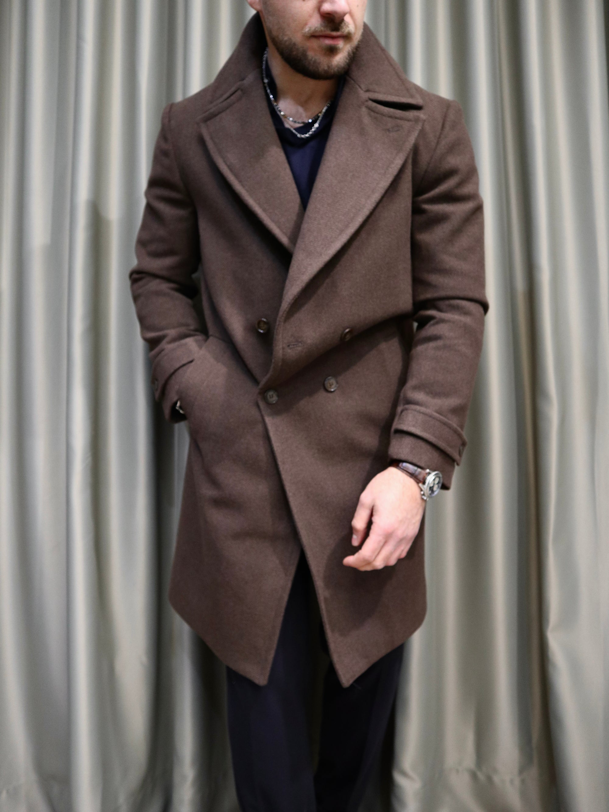 Cappotto sartoriale doppio petto tasca a filo