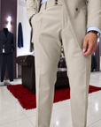Abito doppio petto sartoriale in pura lana Bianco Panna