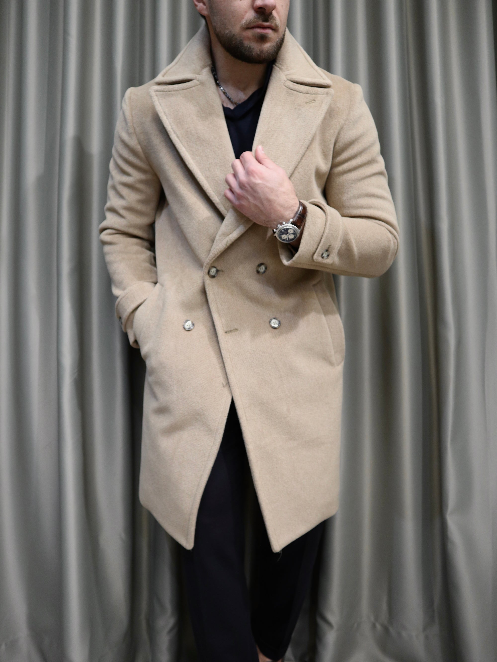 Cappotto sartoriale doppio petto tasca a filo