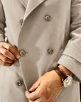 Trench sartoriale doppio petto in cotone tecnico