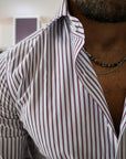 Camicia regulal in twill di cotone riga bastoncino bordo