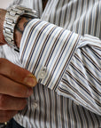 Camicia in twill di cotone riga moro e blu