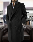 Trench sartoriale doppio petto in cotone tecnico