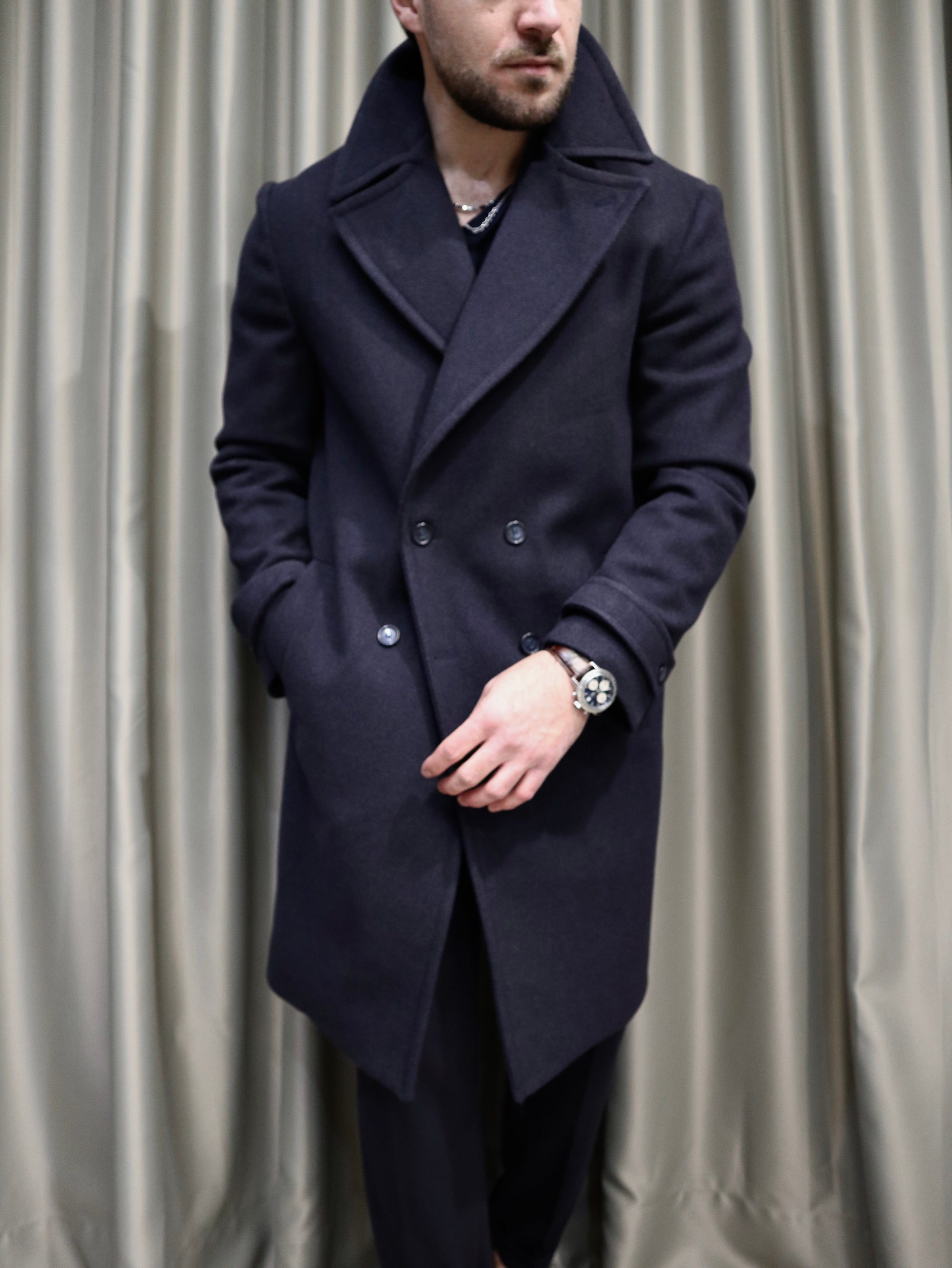 Cappotto sartoriale doppio petto tasca a filo