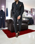 Abito doppio petto sartoriale in pura lana 240g Antracite