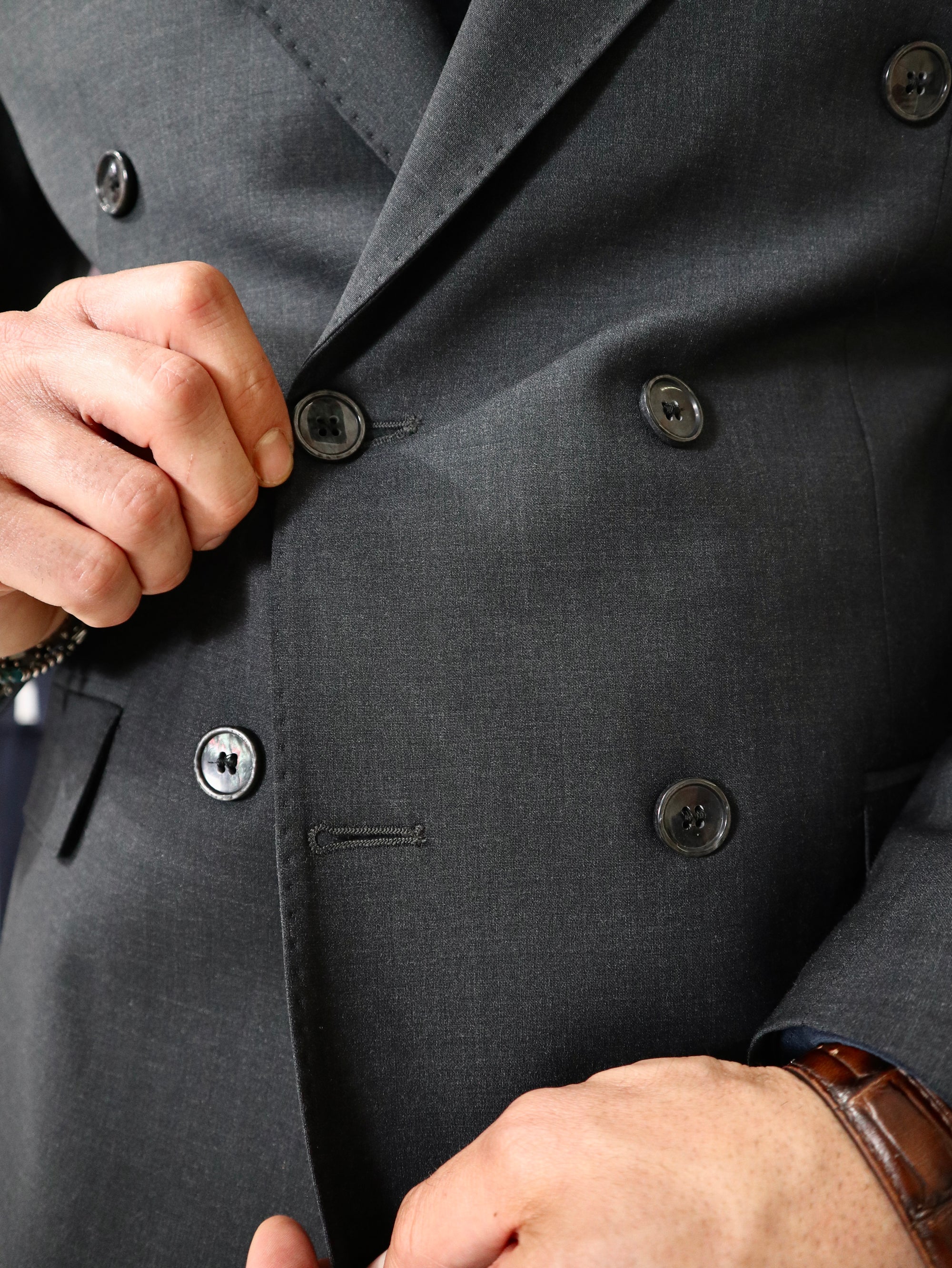 Abito doppio petto sartoriale in pura lana 240g Antracite