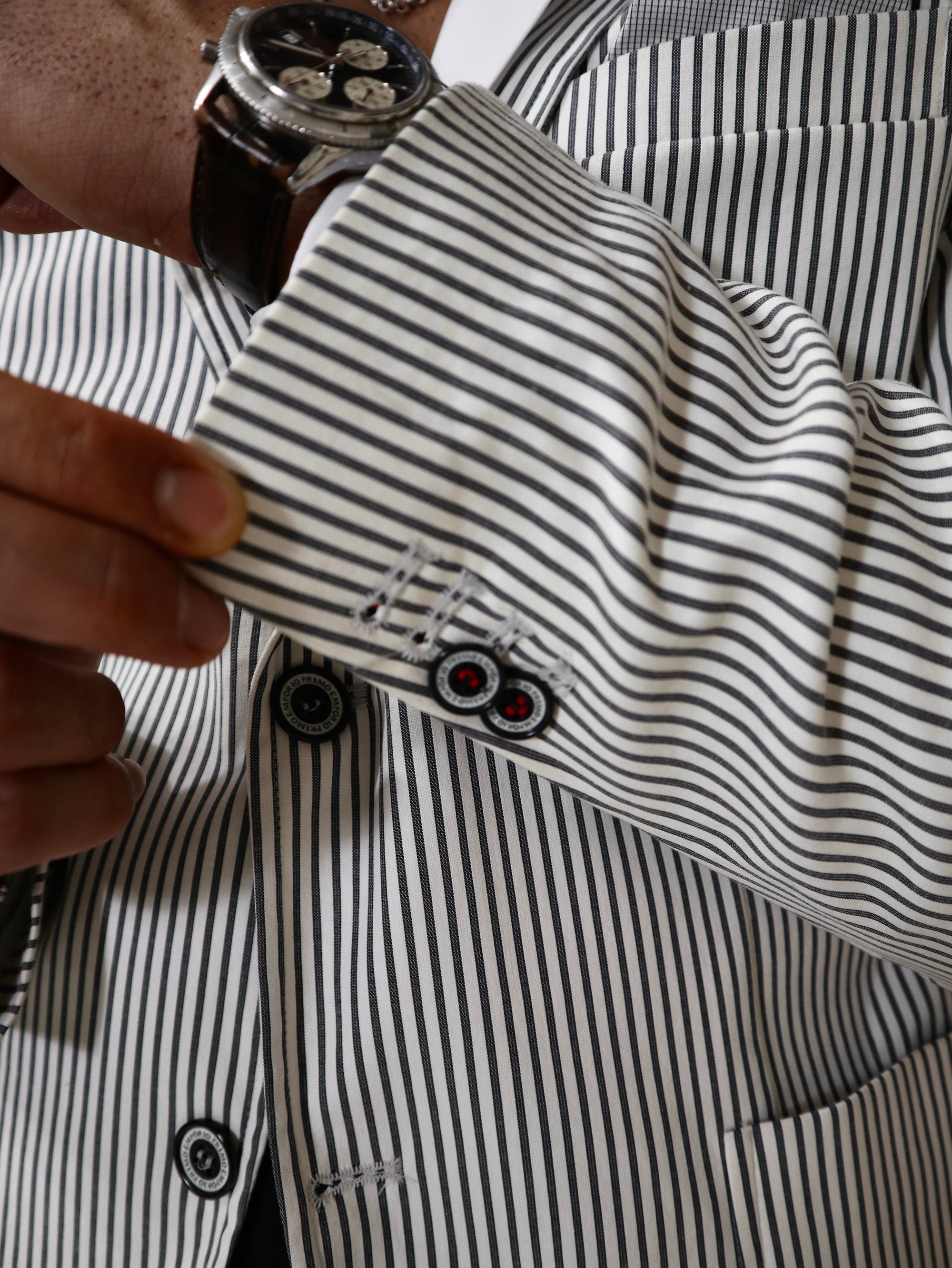 Giacca monopetto in cotone a righe