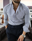 Camicia regular twill di cotone bastoncino blu