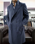 Trench sartoriale doppio petto in cotone tecnico